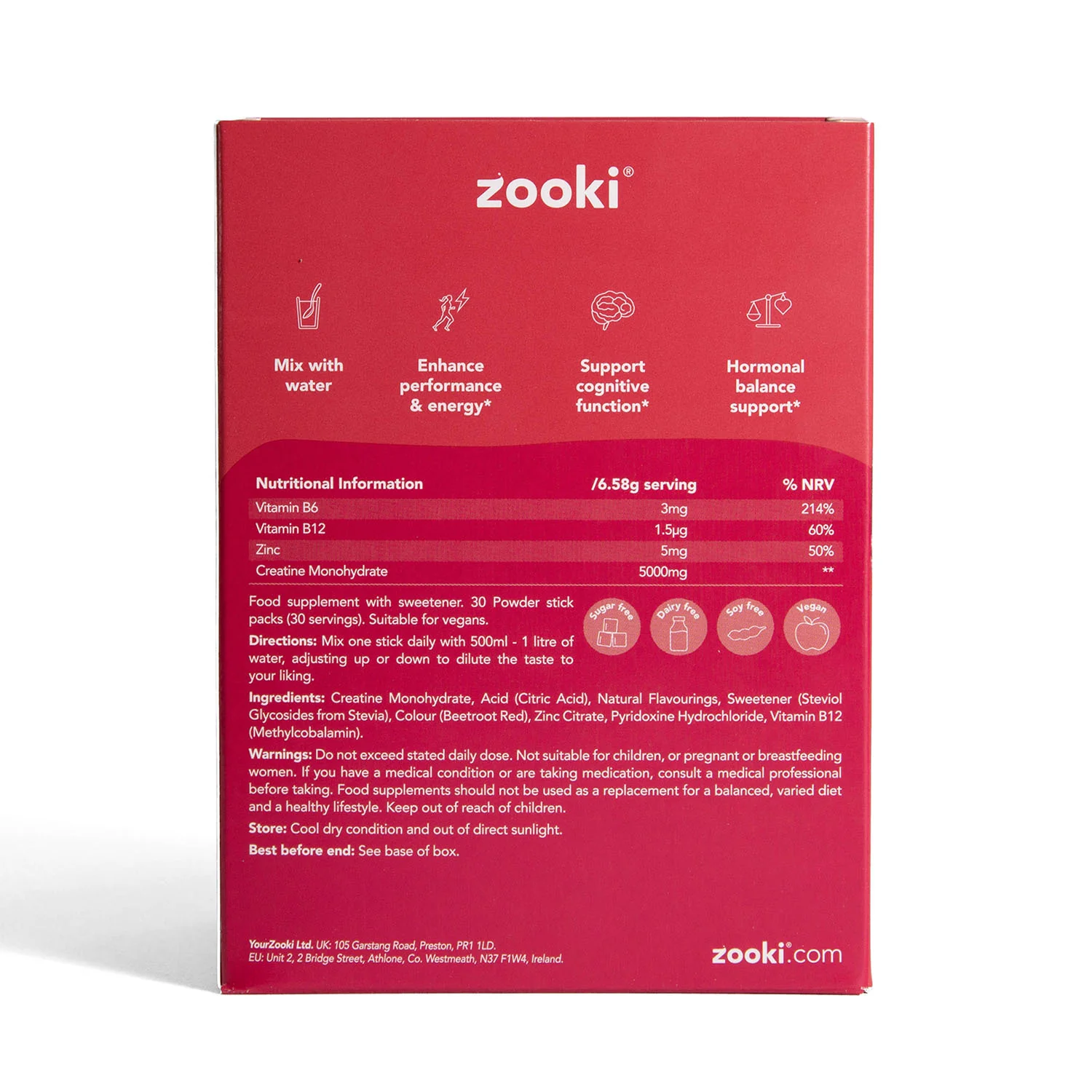 Zooki Creatine+ For Women, Powder Sachets, Summer Fruits Flavour 30 x 6.58g - Image 2